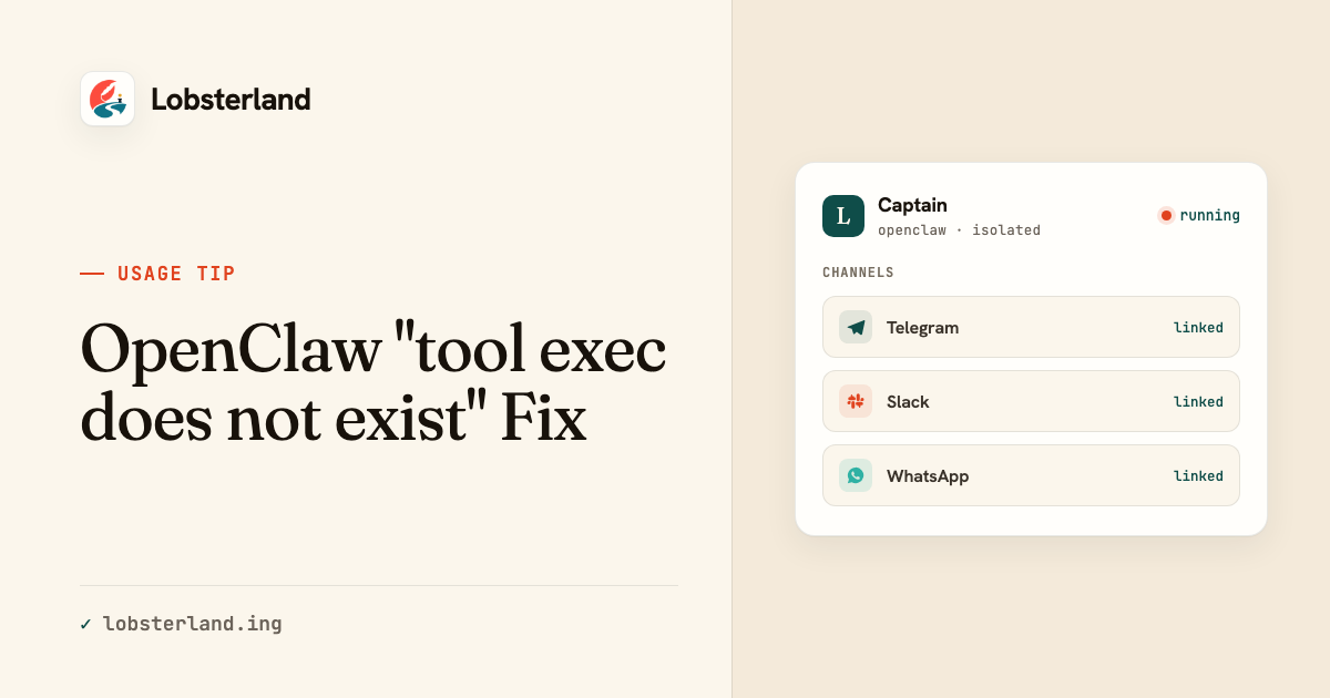 OpenClaw "tool exec does not exist" Fix